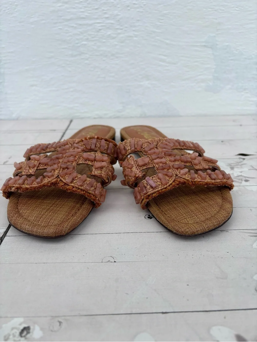 Sam Edelman Tan Ruffled Slide Sandals